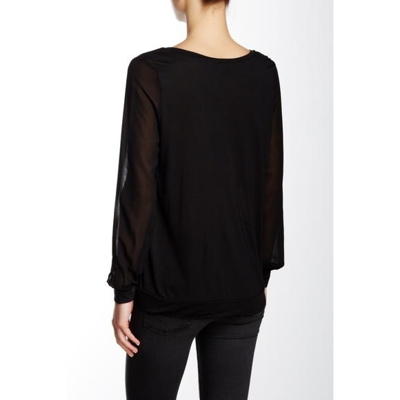 Haute Hippie Contrast Sleeve Long Sleeve Tee - Picture 3 of 8